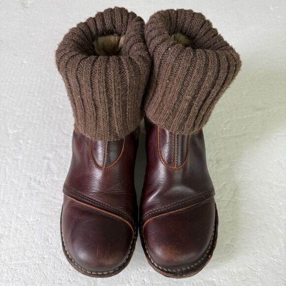 Size 6 - EUC El Naturalista Yggdrasil Red Leather Fold Over Sock Boots - Picture 9 of 11